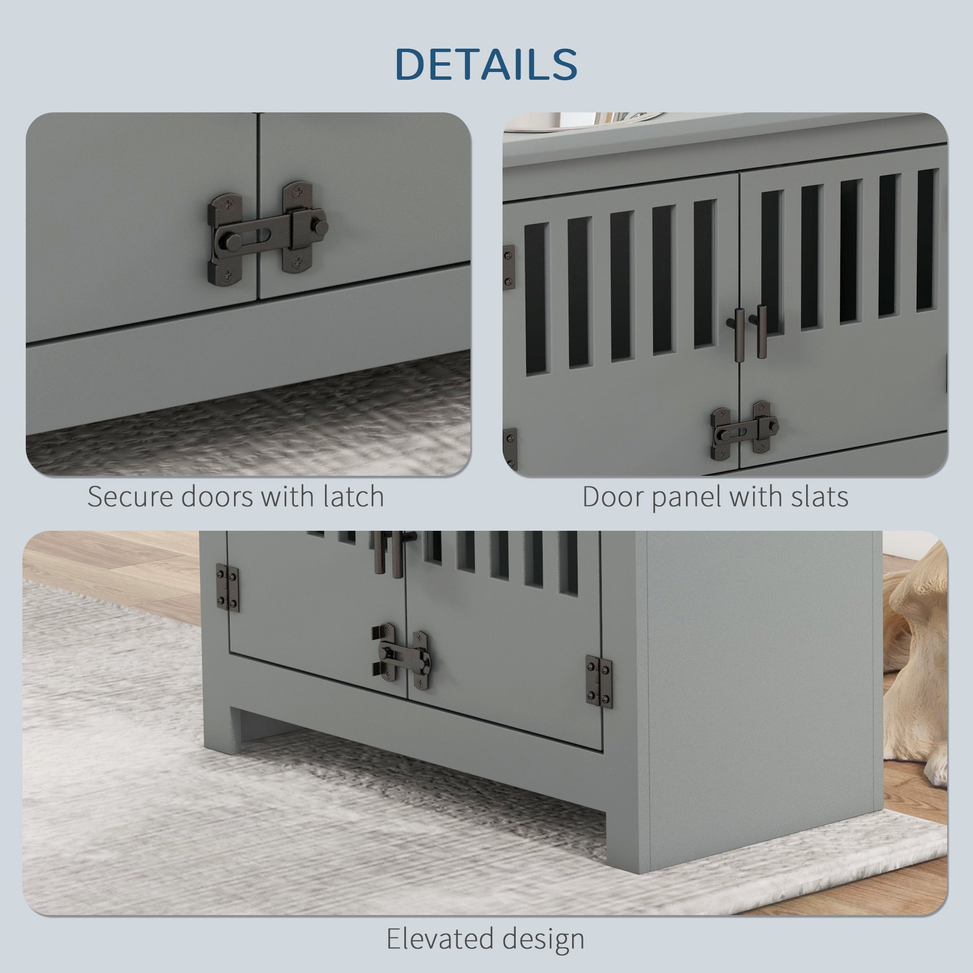 PawHut Large Elevated Dog Bowls with Storage Cabinet