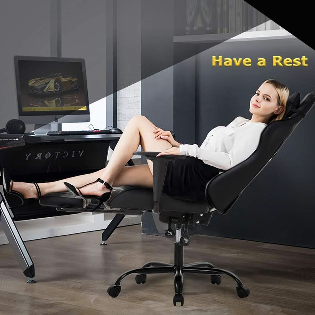 Ergonomic PU Leather Gaming Chair With Lumbar Support